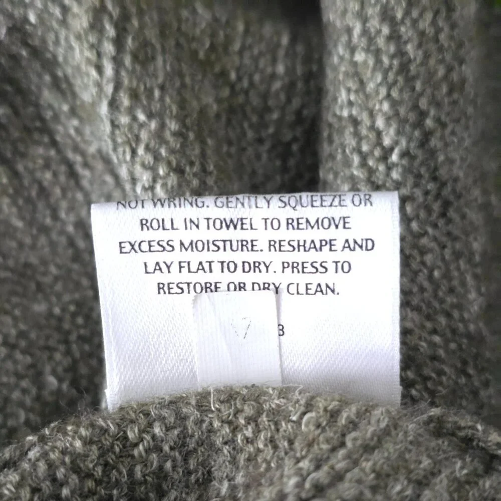 Eileen Fisher Petite Olive V-Neck Sweater Wool Linen Silk Relaxed Fit PL - Picture 8 of 14